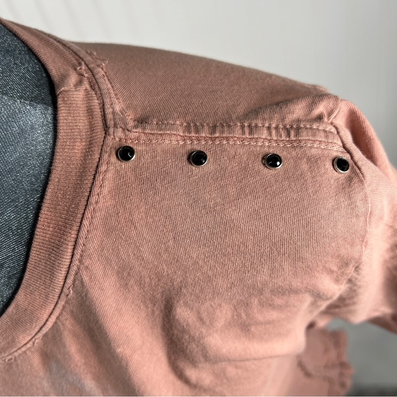 Affliction Pink Graphic Ruched T-Shirt - Picture 6 of 10